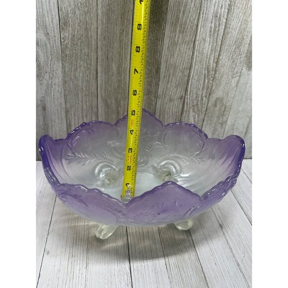 Vtg Jeanette Flashed Purple Ombre Footed Lombardi Fruit Bowl Unique Color 10"x5" - Picture 12 of 13